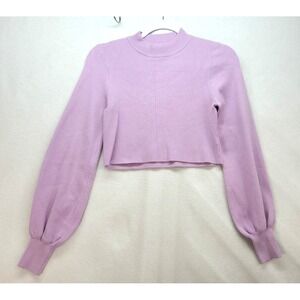 Made with Love Blue Blush Lavendar Cropped Pullover Sweater Long Sleeve sz Small